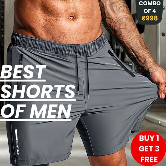 Combo of 4 Men's Stretchable Cotton Shorts for summers ☀️(₹200/piece)
